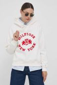 Кофта Tommy Hilfiger жіноча колір бежевий з капюшоном з принтом