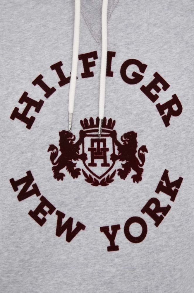 Кофта Tommy Hilfiger жіноча колір сірий з капюшоном з принтом (3537287) фото 6