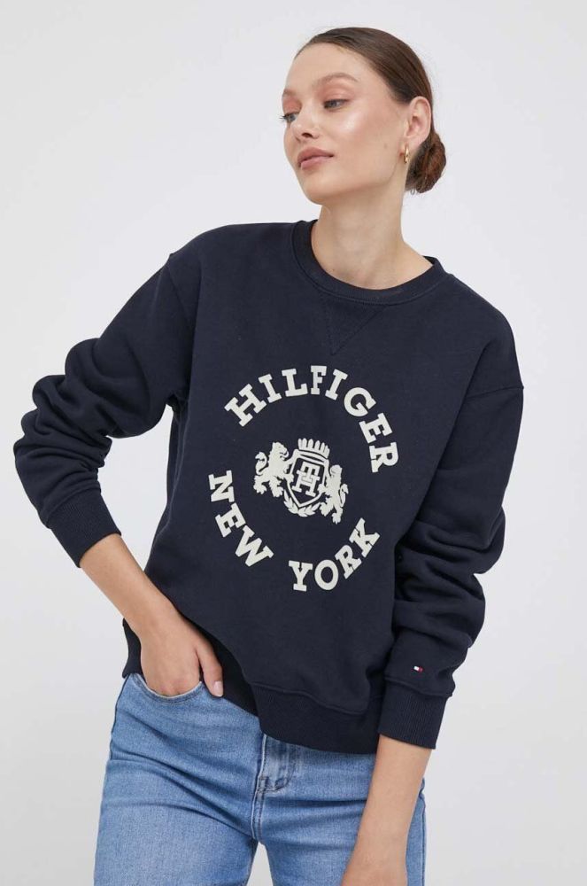 Кофта Tommy Hilfiger жіноча колір синій з аплікацією (3496022)