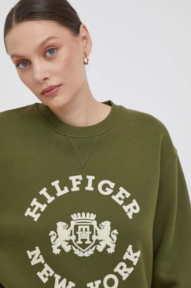 Кофта Tommy Hilfiger жіноча колір зелений з аплікацією (3496027) фото 4