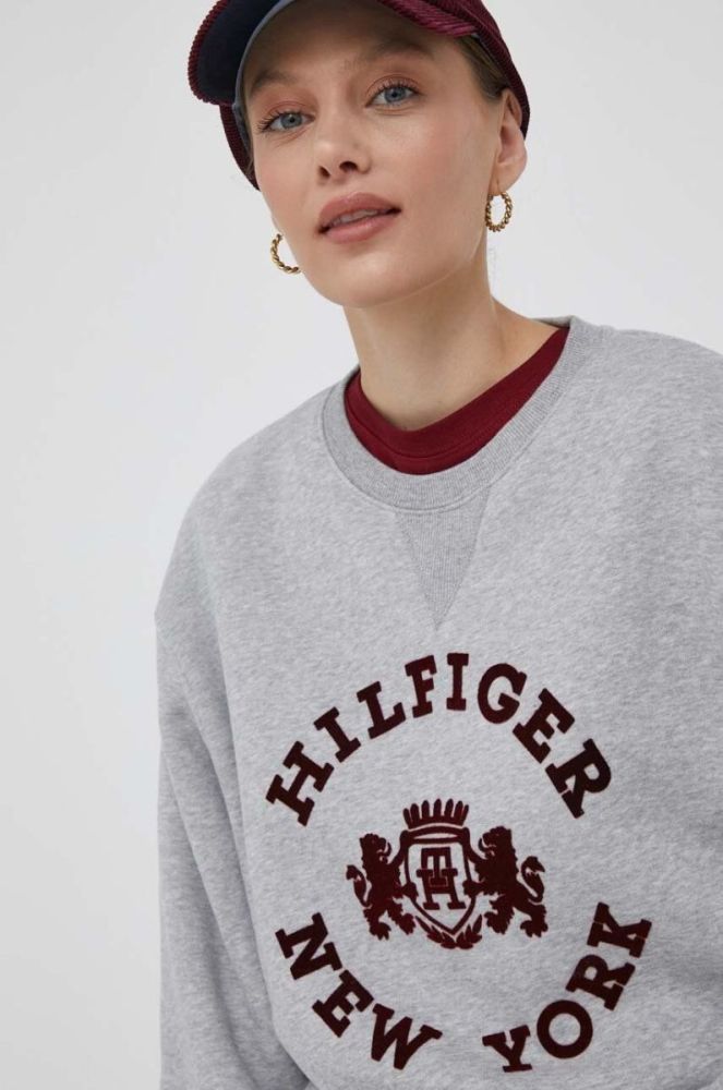 Кофта Tommy Hilfiger жіноча колір сірий з аплікацією (3496011) фото 4