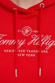 Бавовняна кофта Tommy Hilfiger жіноча колір червоний з капюшоном з аплікацією (3473343)