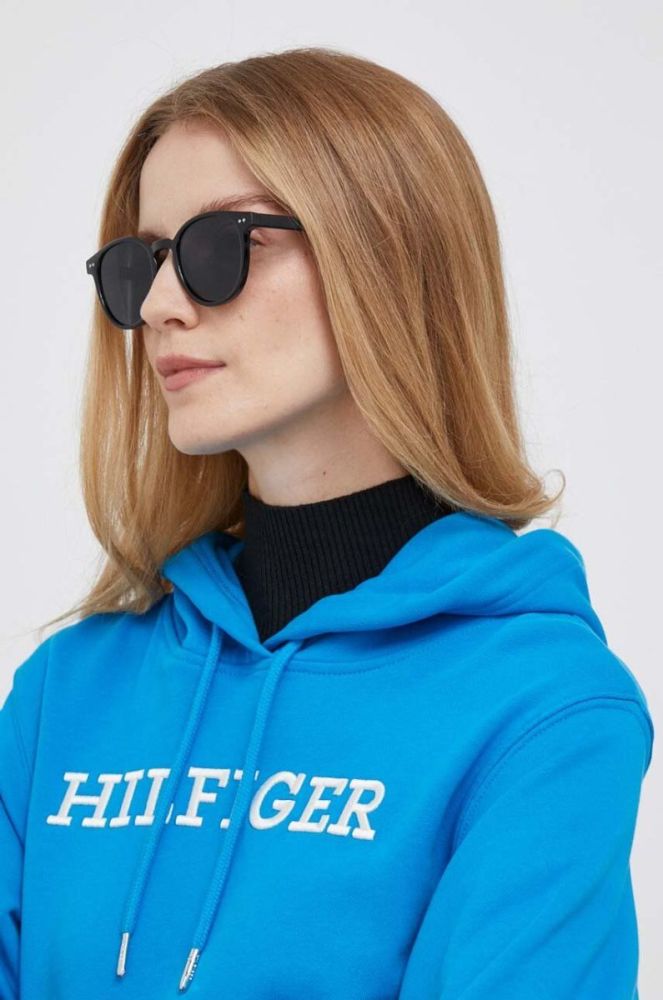 Бавовняна кофта Tommy Hilfiger жіноча з капюшоном з аплікацією колір блакитний (3473369) фото 4
