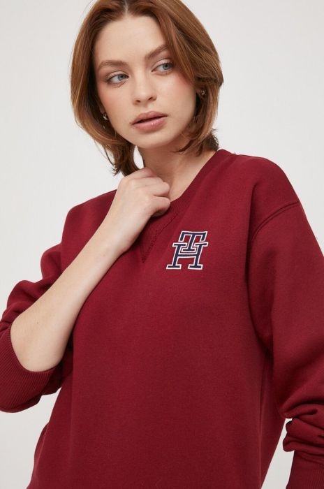 Кофта Tommy Hilfiger жіноча колір бордовий з аплікацією
