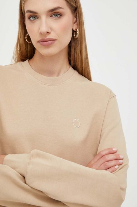 Бавовняна кофта Trussardi жіноча колір бежевий однотонна