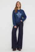 Бавовняна кофта Trussardi жіноча колір синій з принтом (3686284)