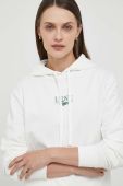 Кофта Lacoste жіноча колір білий з капюшоном з принтом