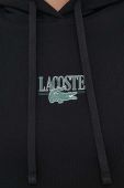Кофта Lacoste жіноча колір чорний з капюшоном з принтом