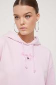 Кофта Tommy Jeans жіноча колір рожевий з капюшоном з принтом (3574218)