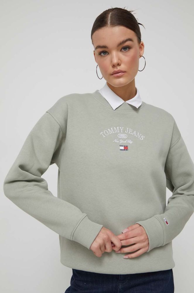 Кофта Tommy Jeans жіноча колір зелений з аплікацією (3577360)