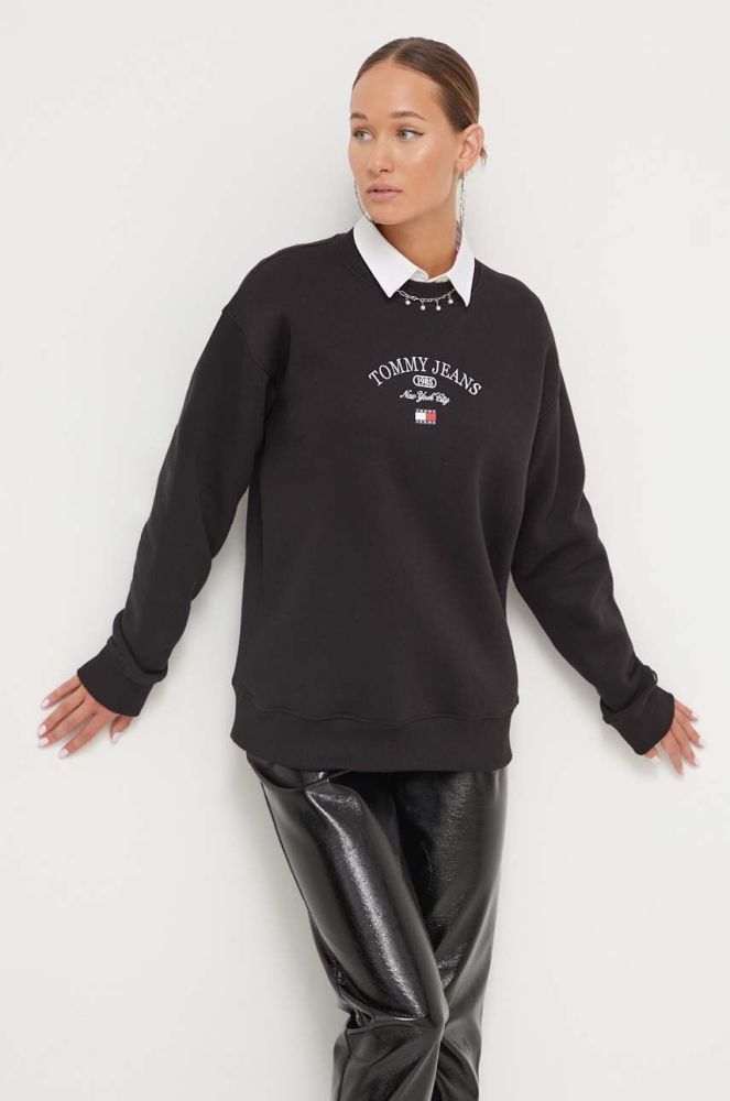 Кофта Tommy Jeans жіноча колір чорний з аплікацією (3577350)
