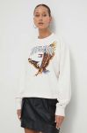 Бавовняна кофта Tommy Jeans жіноча колір бежевий з принтом Бавовняна кофта Tommy Jeans жіноча колір бежевий з принтом