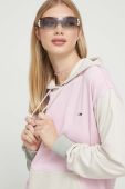Кофта Tommy Jeans жіноча колір рожевий з капюшоном візерунок (3427879)