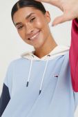 Кофта Tommy Jeans жіноча з капюшоном візерунок колір блакитний (3427876)
