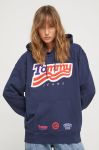 Бавовняна кофта Tommy Jeans жіноча колір синій з капюшоном з принтом (3590737) Бавовняна кофта Tommy Jeans жіноча колір синій з капюшоном з принтом (3590737)