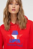 Бавовняна кофта Tommy Jeans жіноча колір червоний з капюшоном з принтом