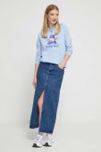 Бавовняна кофта Tommy Jeans жіноча з капюшоном з принтом колір блакитний (3590746)