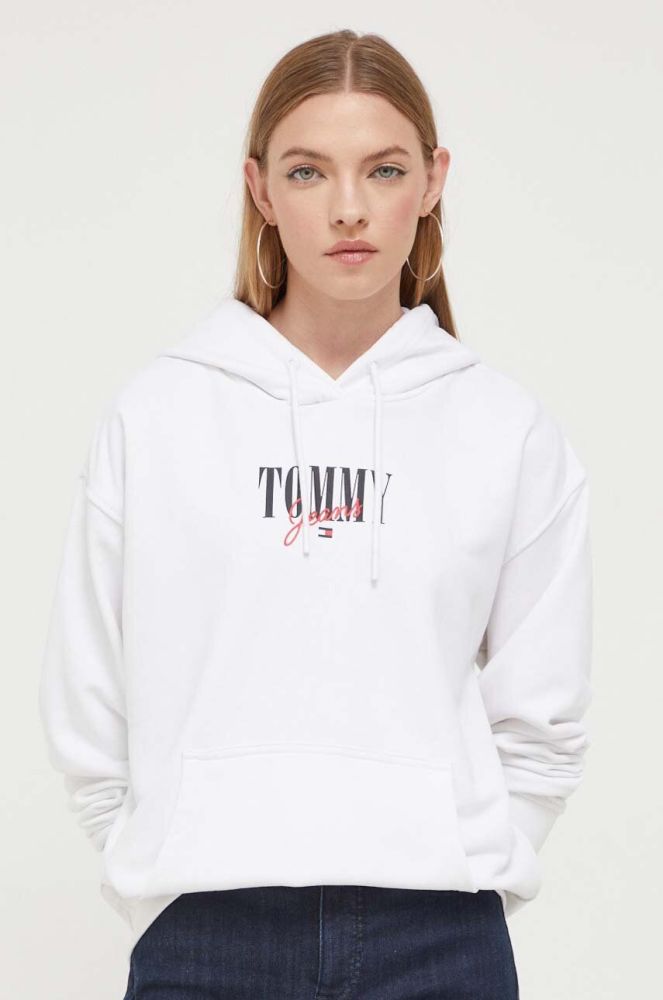 Кофта Tommy Jeans жіноча колір білий з капюшоном з принтом (3510025)