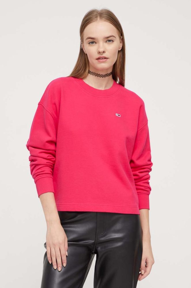 Бавовняна кофта Tommy Jeans жіноча колір червоний однотонна (3510035)
