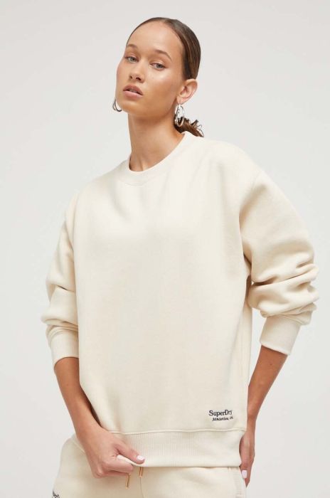 Кофта Superdry жіноча колір бежевий однотонна
