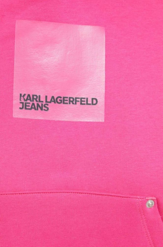 Кофта Karl Lagerfeld Jeans жіноча колір рожевий з капюшоном з принтом (3540864) фото 5
