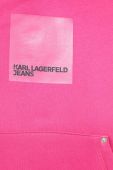 Кофта Karl Lagerfeld Jeans жіноча колір рожевий з капюшоном з принтом (3540864)