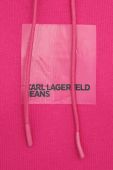 Кофта Karl Lagerfeld Jeans жіноча колір рожевий з капюшоном з принтом (3650215)