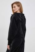 Кофта лаунж Dkny колір чорний з капюшоном з аплікацією