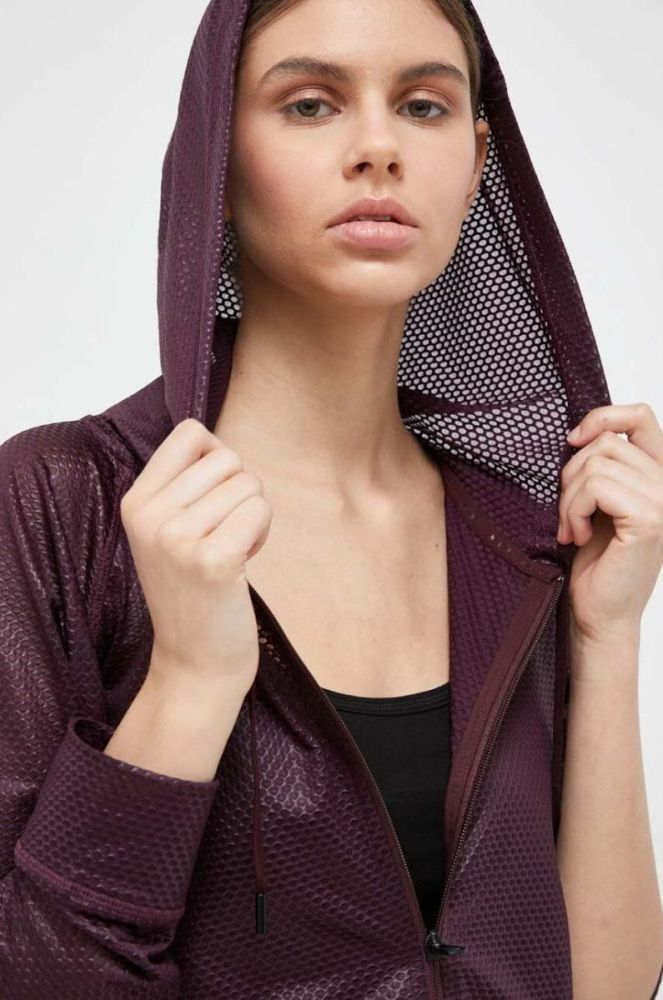 Кофта Dkny жіноча колір бордовий з капюшоном однотонна (3407221) фото 4