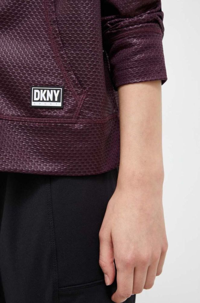 Кофта Dkny жіноча колір бордовий з капюшоном однотонна (3407221) фото 5