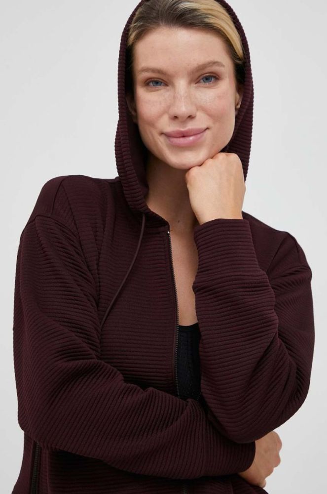Кофта Dkny жіноча колір бордовий з капюшоном однотонна (3413774) фото 4