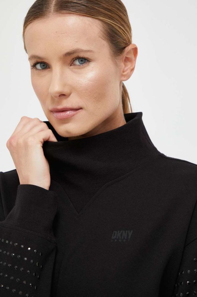 Кофта Dkny жіноча колір чорний з аплікацією (3453518) фото 4