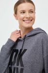 Кофта Dkny жіноча колір сірий з капюшоном з аплікацією Кофта Dkny жіноча колір сірий з капюшоном з аплікацією