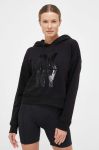 Кофта Dkny жіноча колір чорний з капюшоном з аплікацією Кофта Dkny жіноча колір чорний з капюшоном з аплікацією
