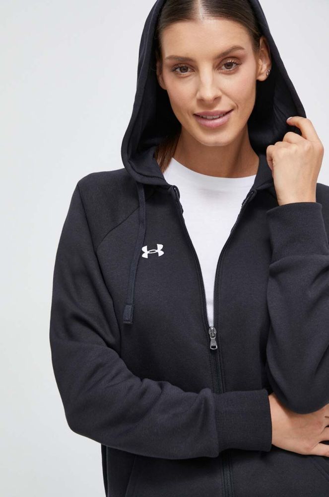 Кофта Under Armour жіноча колір чорний з капюшоном меланж