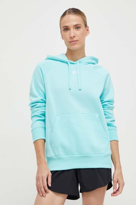 Кофта Under Armour жіноча колір бірюзовий з капюшоном однотонна