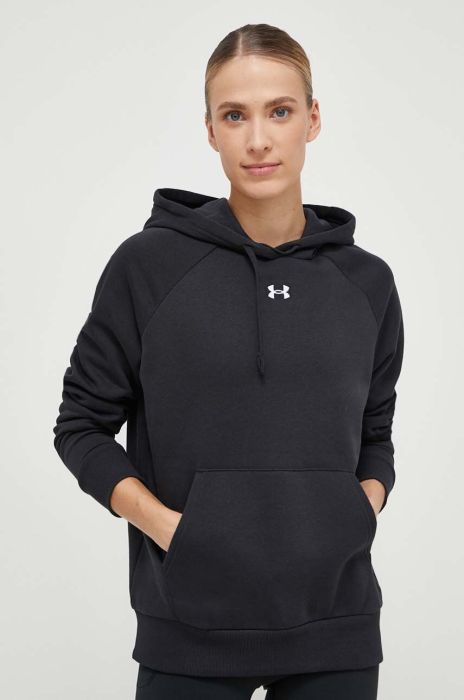 Кофта Under Armour жіноча колір чорний з капюшоном однотонна