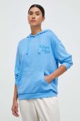 Бавовняна кофта Colourwear жіноча з капюшоном однотонна колір блакитний