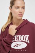 Бавовняна кофта Reebok Classic жіноча колір бордовий з капюшоном з аплікацією