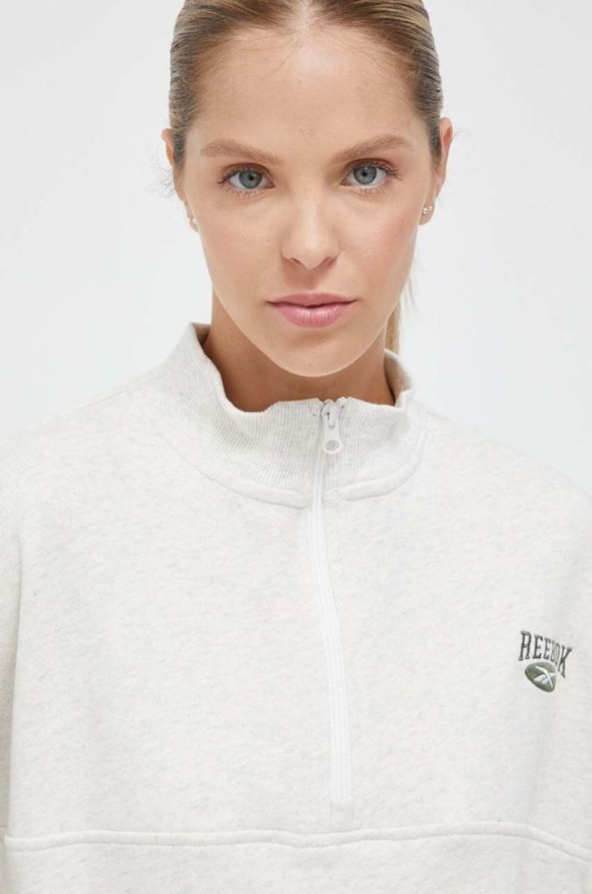 Бавовняна кофта Reebok Classic жіноча колір сірий меланж (3458146) фото 4