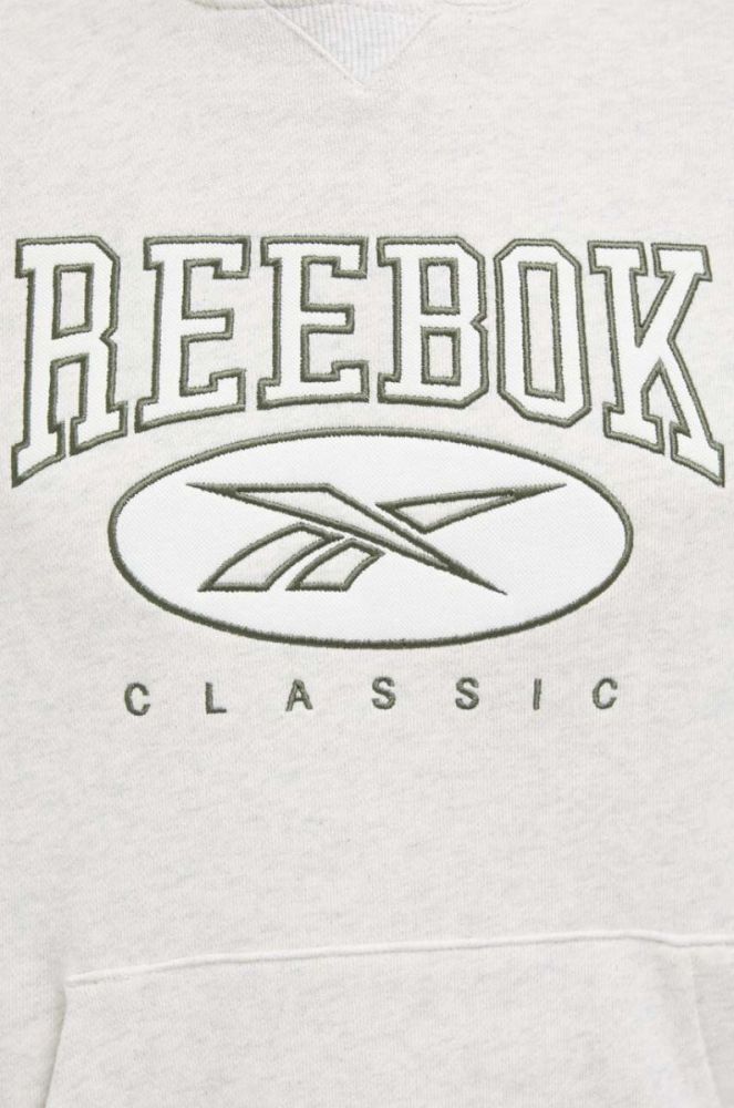 Бавовняна кофта Reebok Classic жіноча колір бежевий з капюшоном з аплікацією фото 5