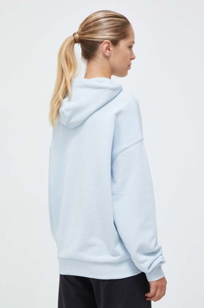 Бавовняна кофта Reebok Classic жіноча з капюшоном з аплікацією колір блакитний фото 3