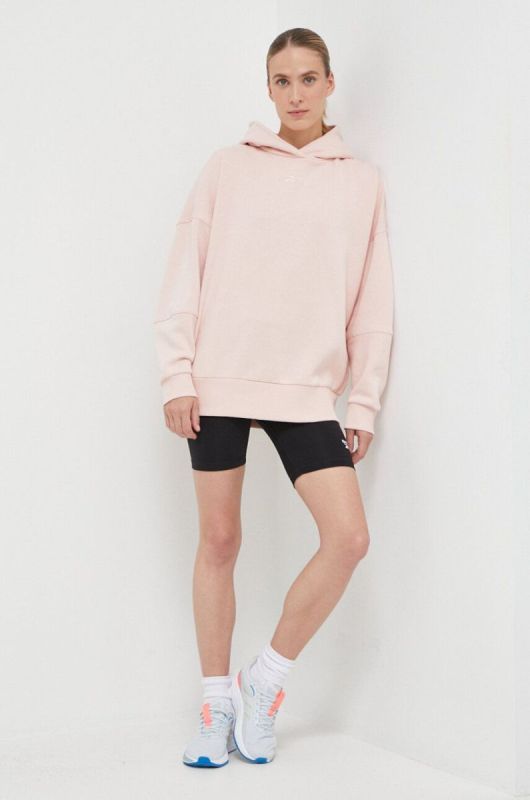 Кофта Reebok LUX COLLECTION жіноча колір рожевий з капюшоном однотонна фото 2