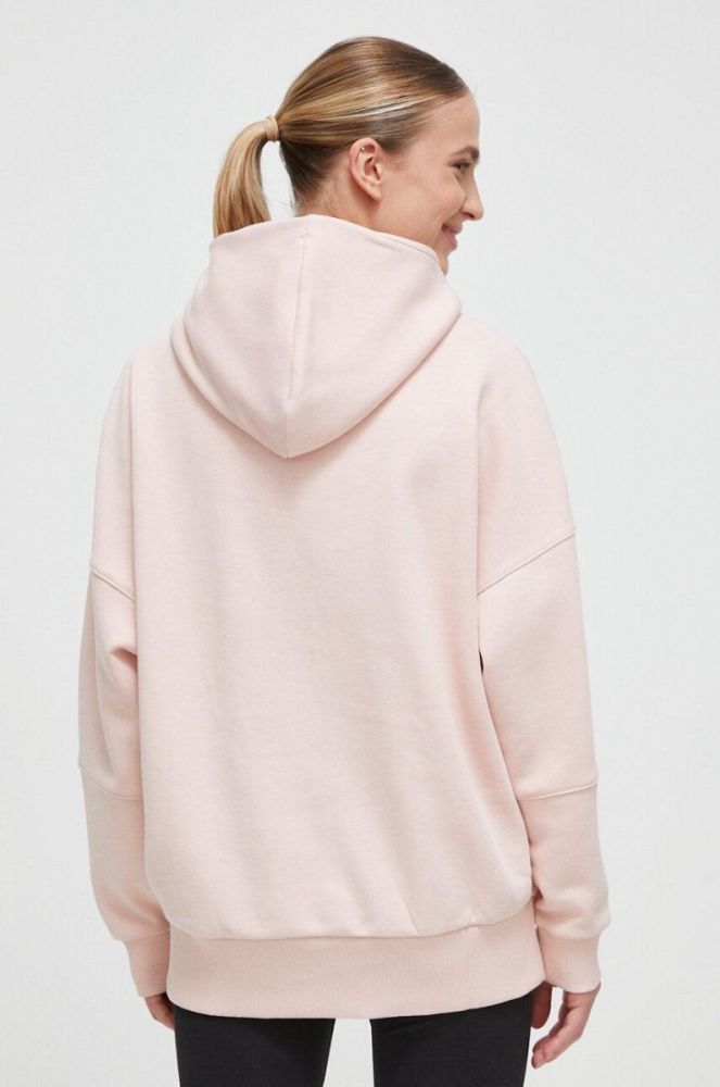 Кофта Reebok LUX COLLECTION жіноча колір рожевий з капюшоном однотонна фото 3