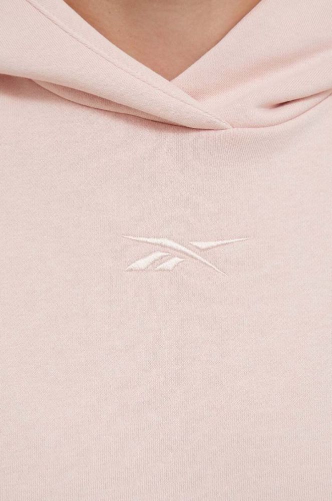 Кофта Reebok LUX COLLECTION жіноча колір рожевий з капюшоном однотонна фото 5