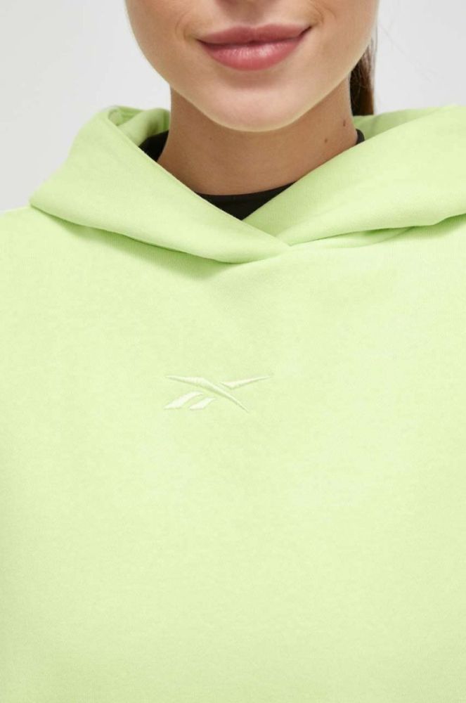 Кофта Reebok LUX COLLECTION жіноча колір зелений з капюшоном однотонна фото 5