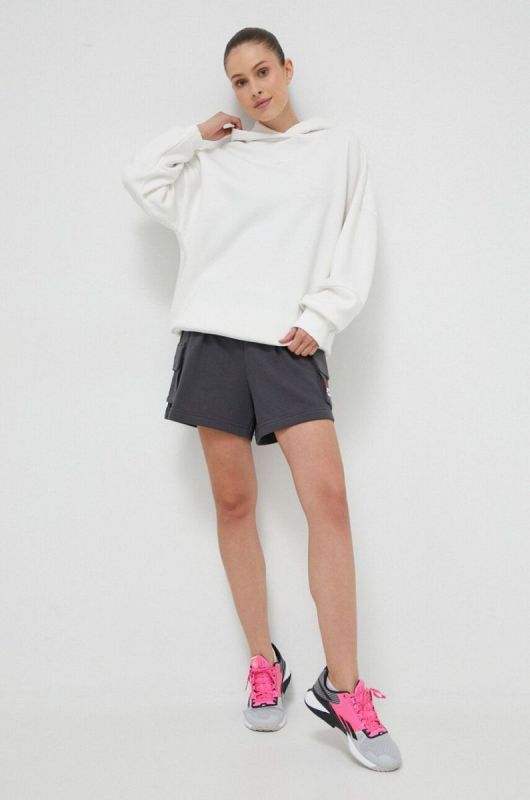 Кофта Reebok LUX COLLECTION жіноча колір білий з капюшоном з аплікацією фото 2
