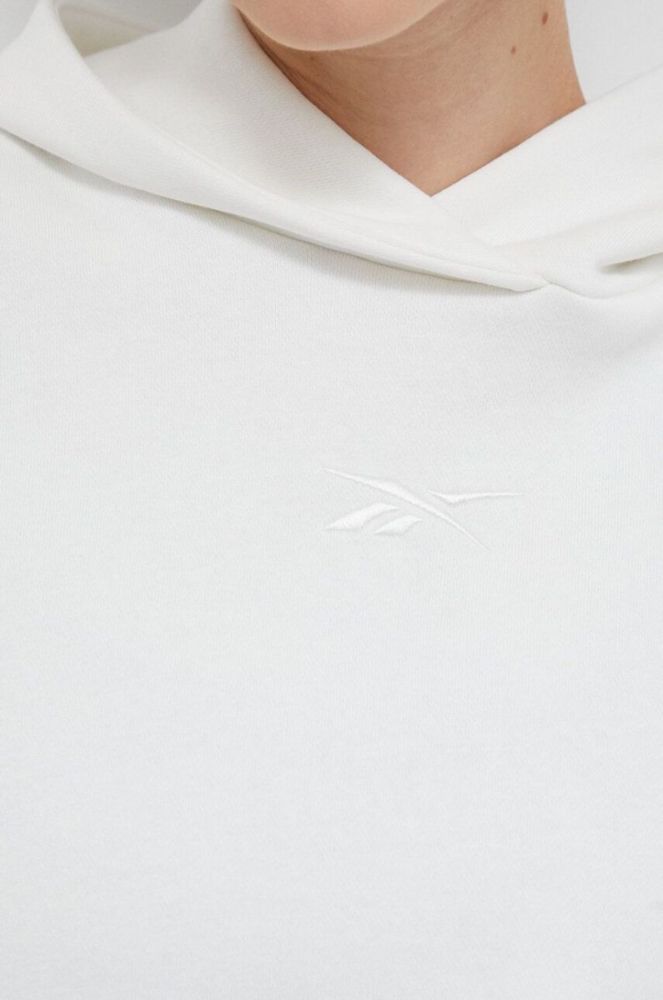Кофта Reebok LUX COLLECTION жіноча колір білий з капюшоном з аплікацією фото 5