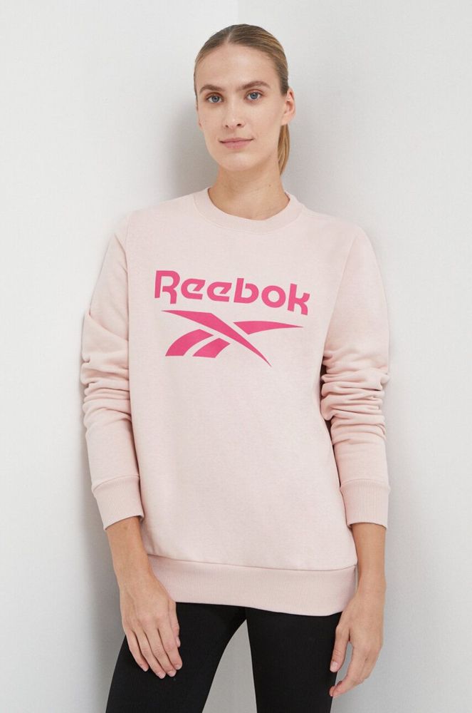 Кофта Reebok жіноча колір рожевий з принтом