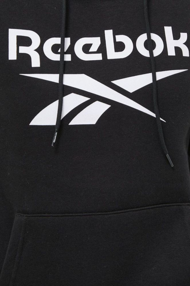 Кофта Reebok жіноча колір чорний з капюшоном з принтом (3553613) фото 5